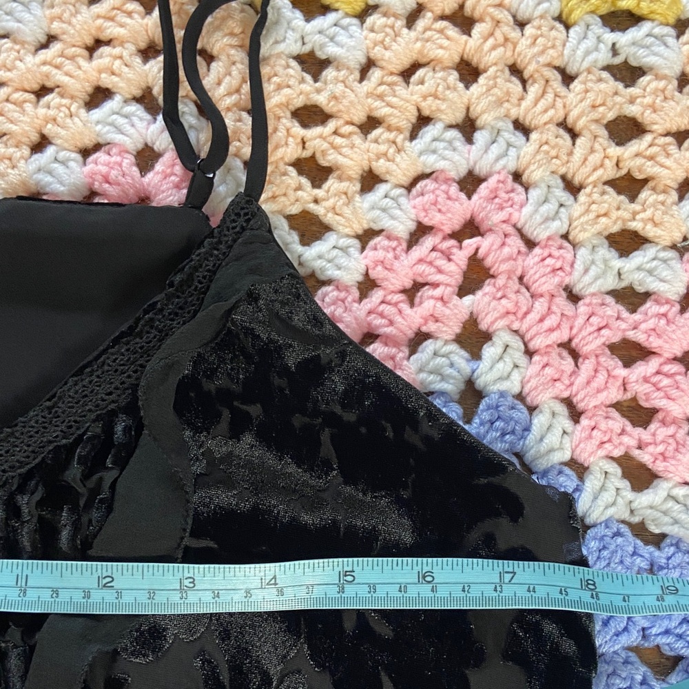 Parker Black Sheer Floral Burnout Velvet Tank Top Ruffle Silk Blend Small Floral - Picture 2 of 13
